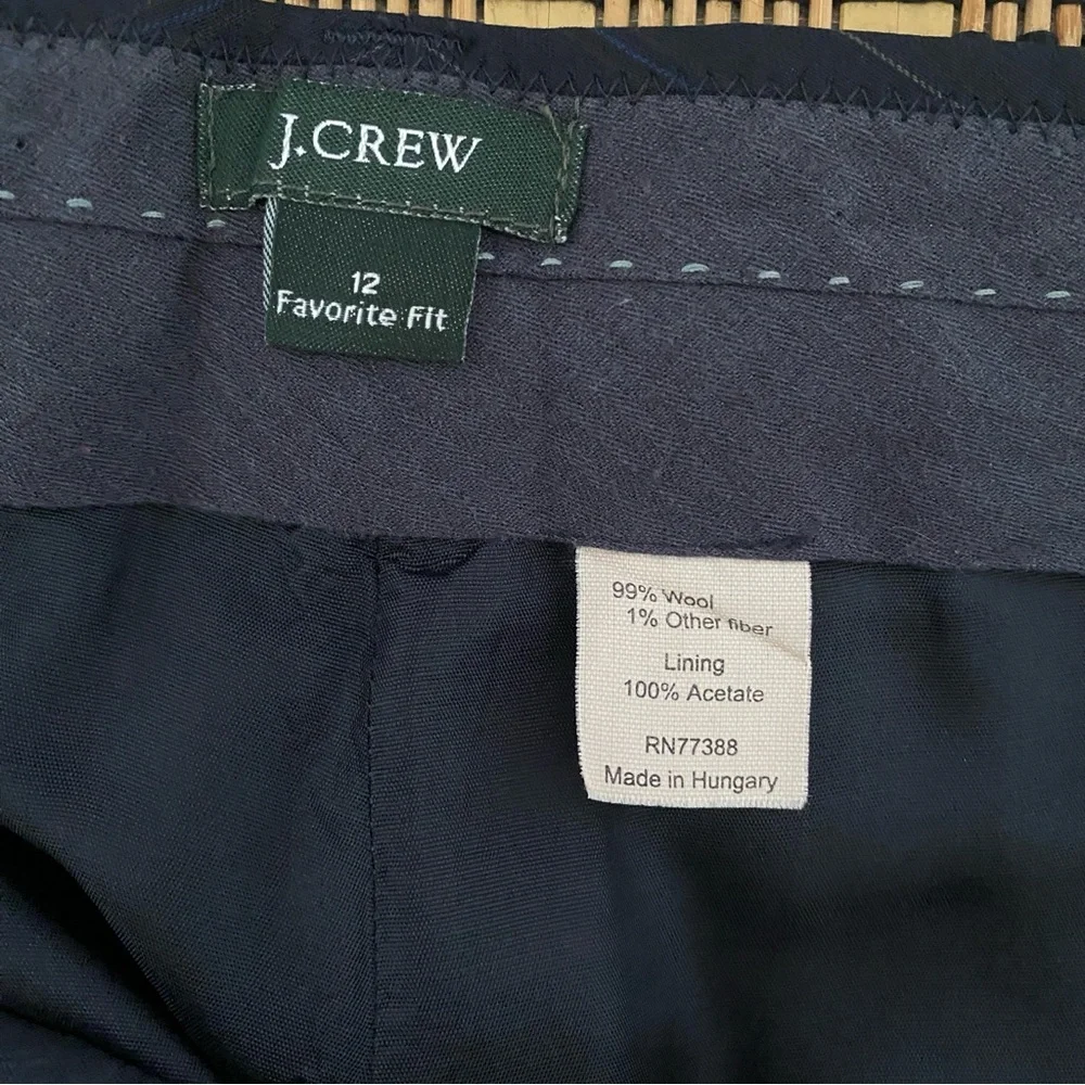J.Crew Favorite Fit Women’s Wool‎ Pinstripe Dress Pants Size 12 Gray Navy Office